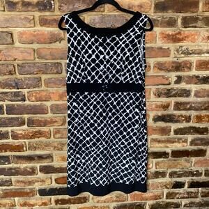 J.B.S. LTD. Black & White Geometric Sleeveless Mini Dress Women's Size 10
